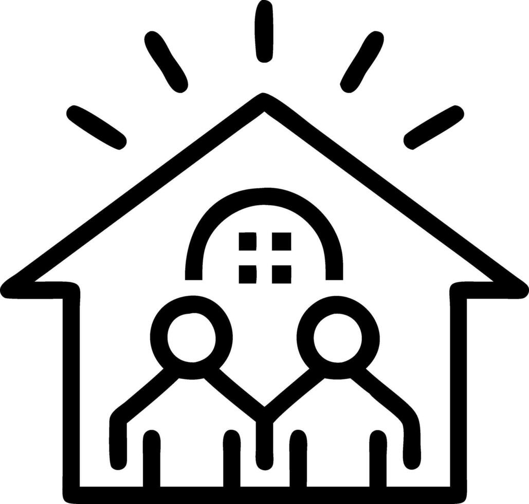 Family Centric Security A glowing house icon with family related safety metrics representing family centric security in a digital security system vector