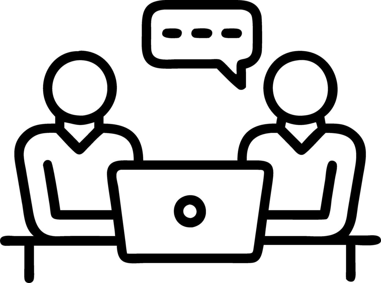 Executives collaborating on laptop dissecting financial data forging strategic blueprint for corporate advancement in meeting vector