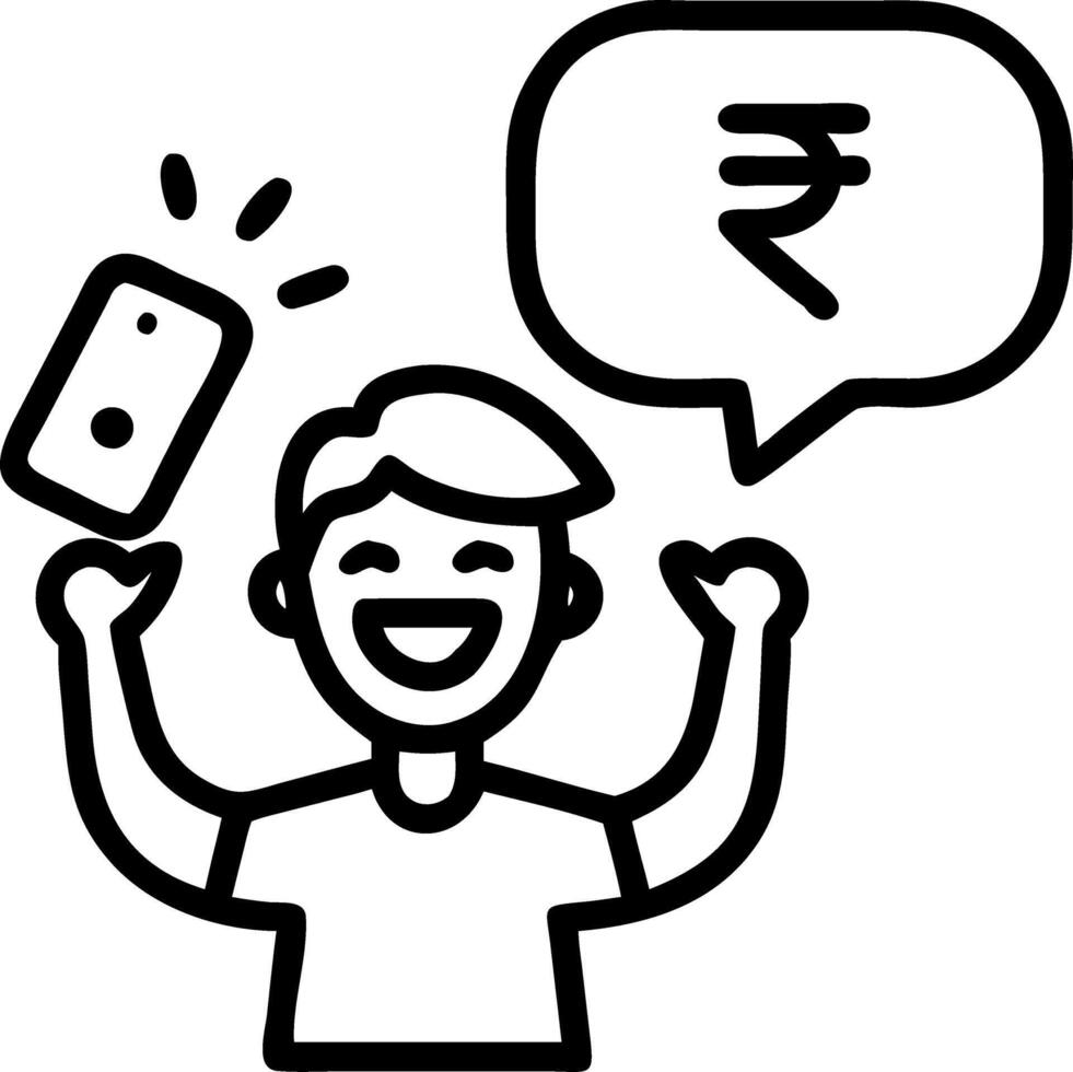 Excited young Indian man feels joy while using smartphone to win lottery game betting getting cashback online gift via mobile app message holding cell phone on yellow background co vector
