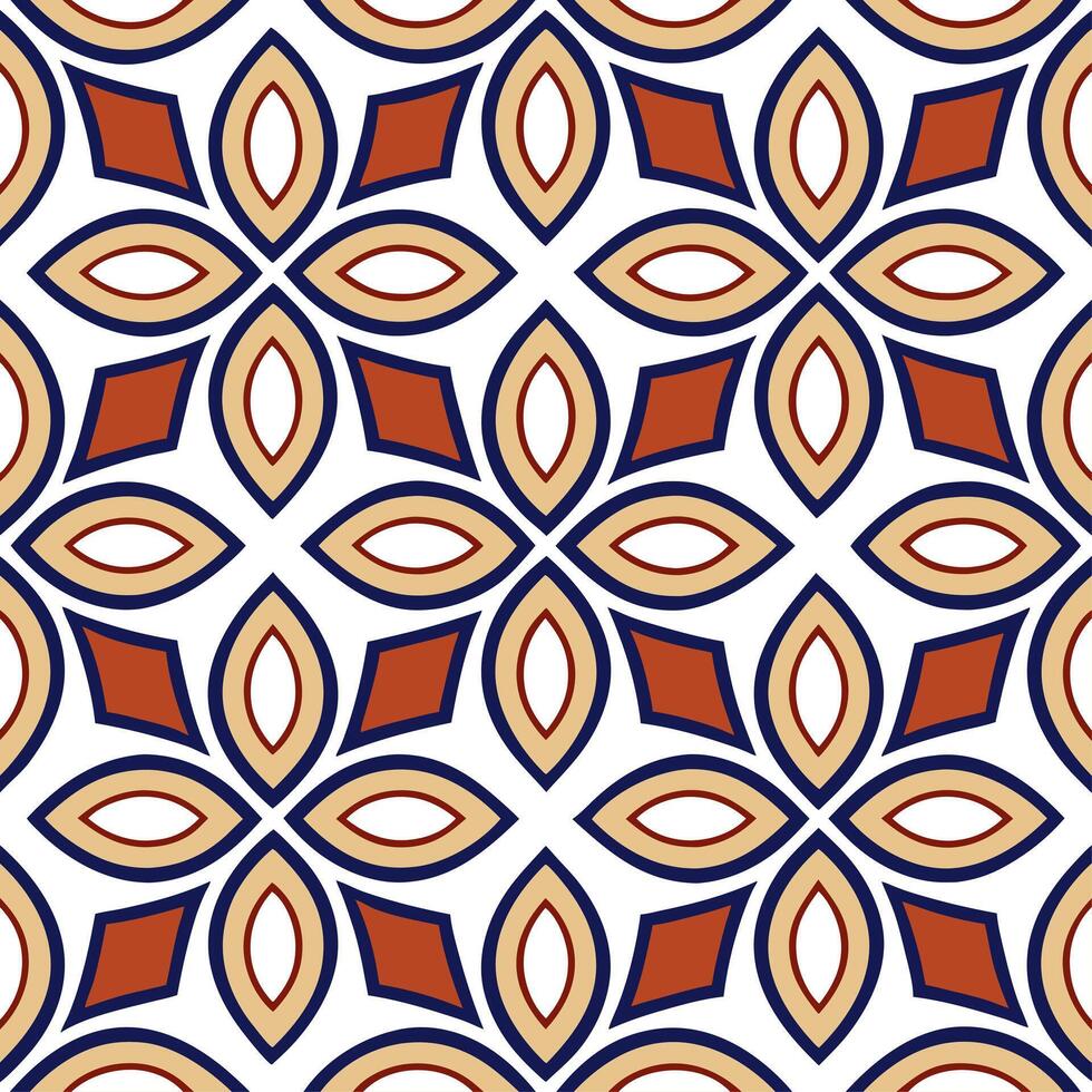 Ethnic patterns seamless design with mosaic tiles and vibrant primary colors for a striking bold cultural look vector