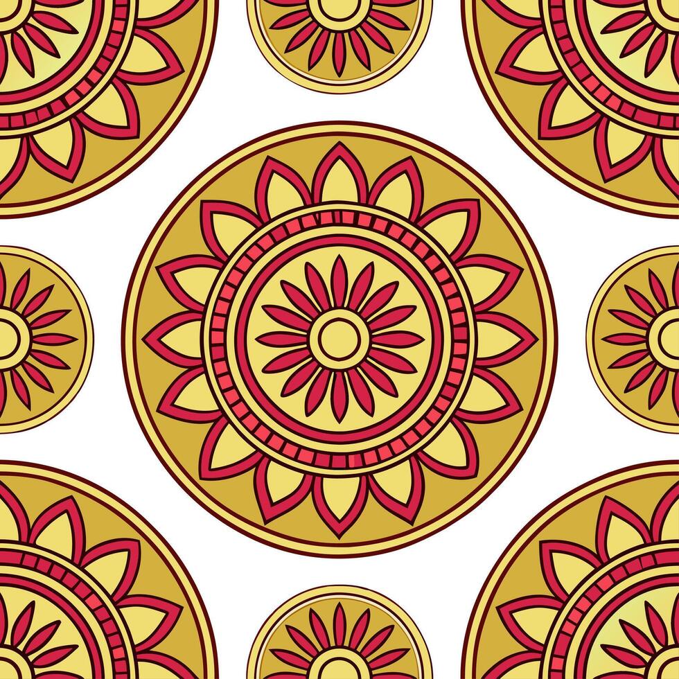 Ethnic graphics seamless pattern with symbolic cultural motifs and rich color palettes for a meaningful design vector