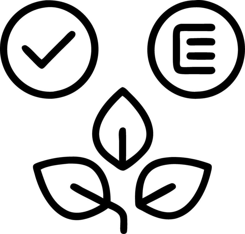 Environmental checkmarks illustrated by interactive green icons representing sustainability goals within a corporate environmental strategy vector