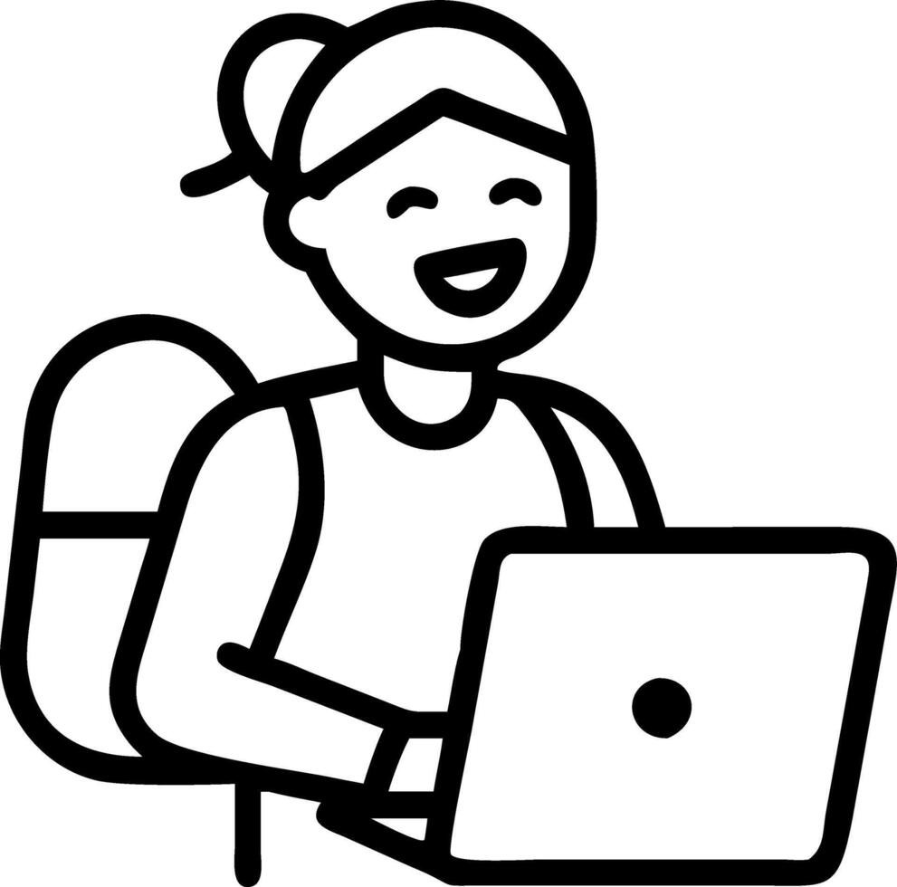 Enthusiastic young black woman with laptop and backpack on purple backdrop symbolizing global academic ambition future career potential vector