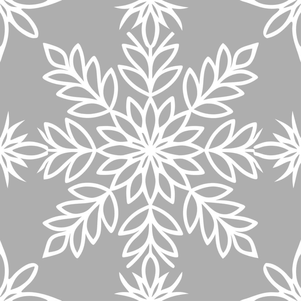Elegant snowflake lace seamless tile pattern with intricate patterns and soft white tones vector