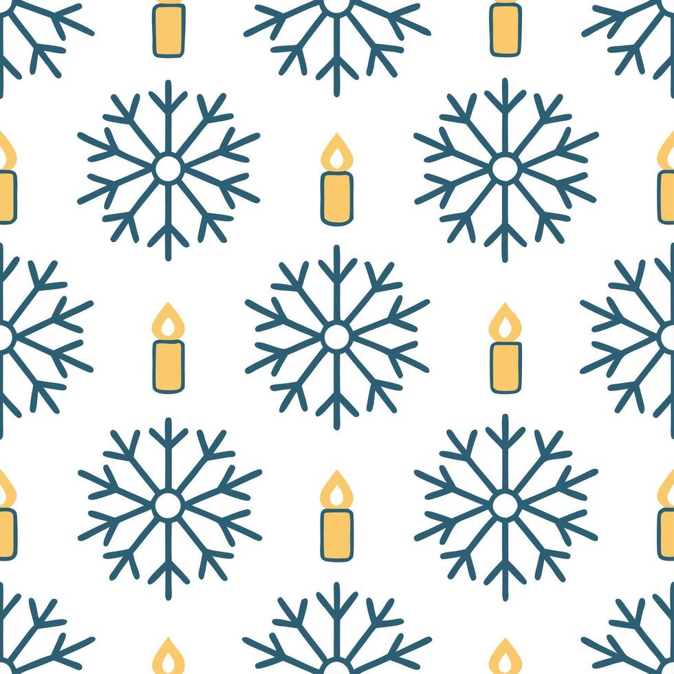 Elegant snowflake and candle seamless tile pattern with warm winter glow and frosty accents Set 3 vector