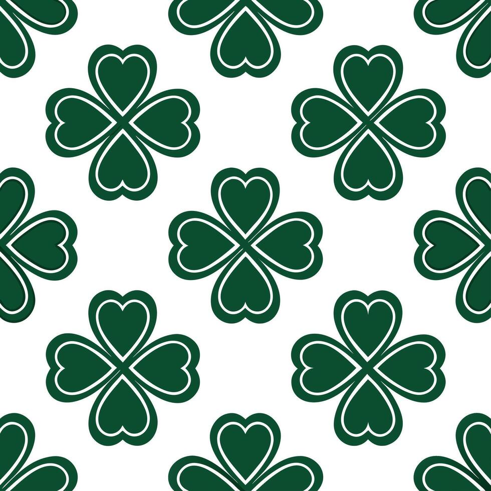 Elegant Irish symbols and clovers seamless tile pattern with rich green hues vector