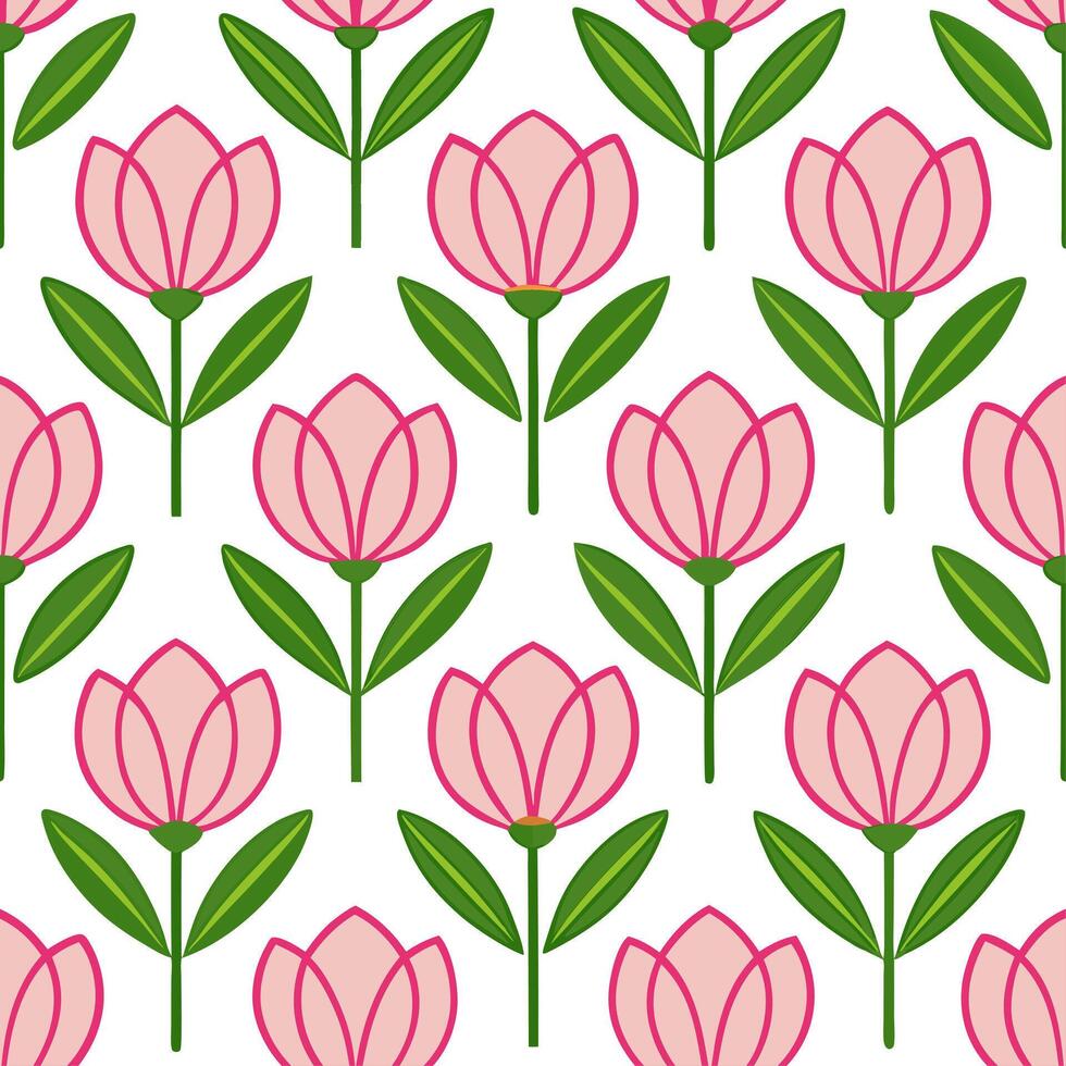 Elegant Easter peonies and tulips seamless tile pattern with rich floral details vector