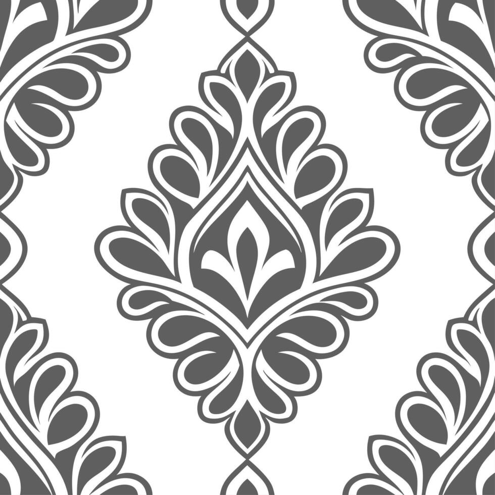 Elegant damask frame seamless tile pattern with intricate patterns and regal aesthetics vector