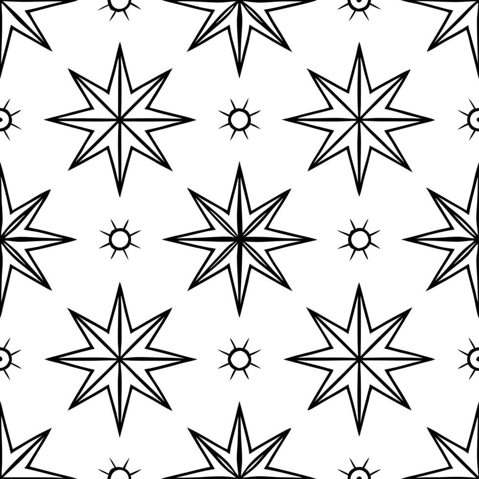 Elegant Christmas stars and snowflakes seamless tile pattern with sparkling accents vector
