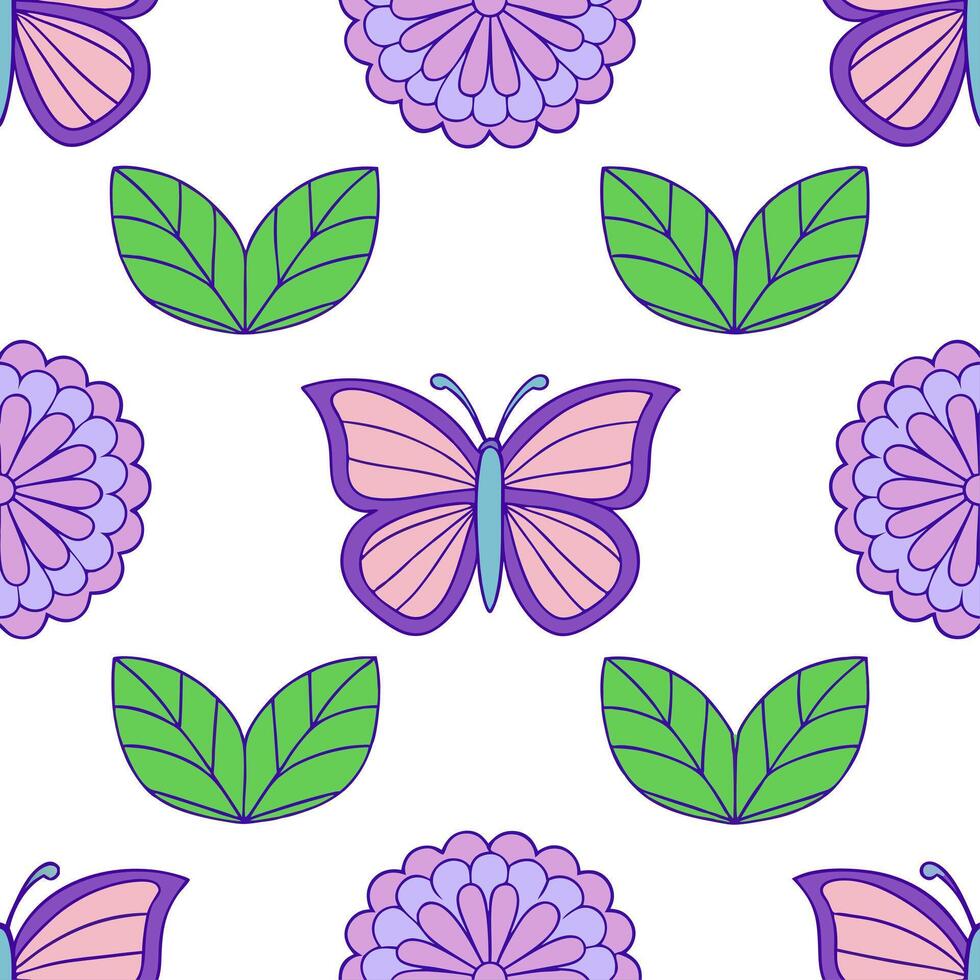 Elegant Easter hydrangeas and butterflies seamless tile pattern with rich spring tones vector