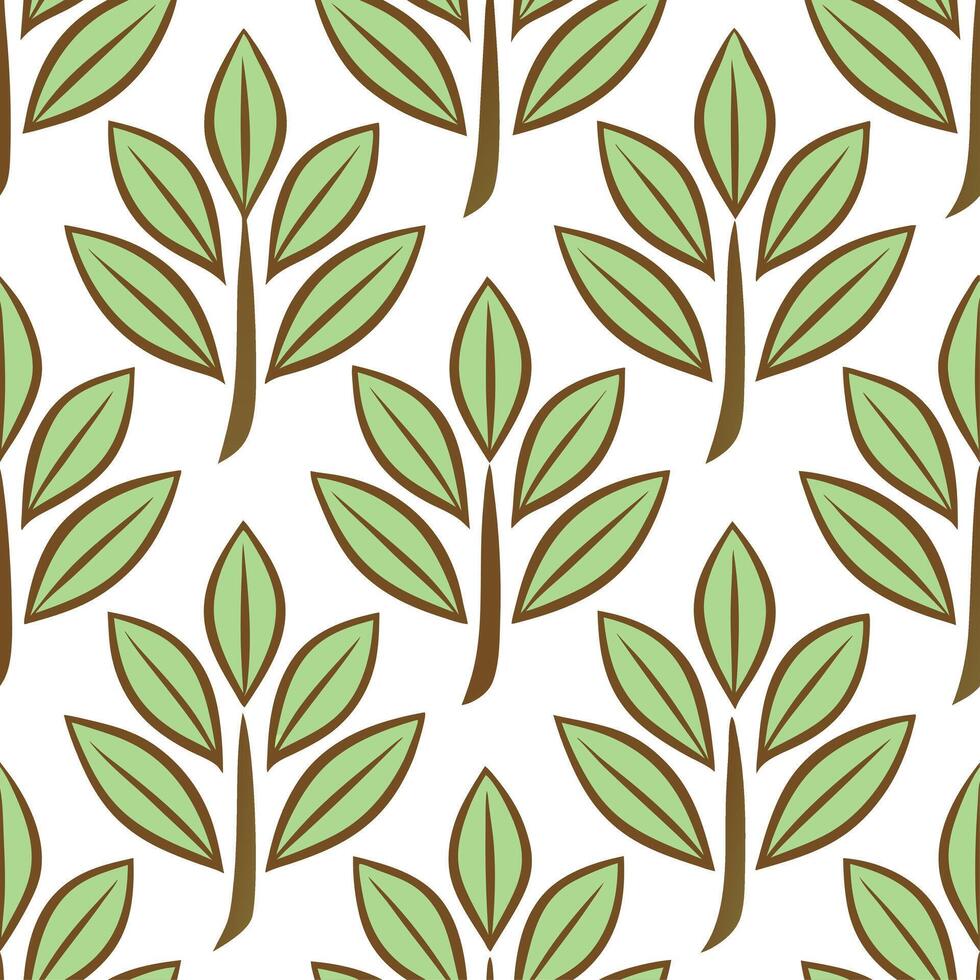 Earthy spring nature seamless pattern with botanical leaves and muted neutral tones for natural balanced decor Set 2 vector