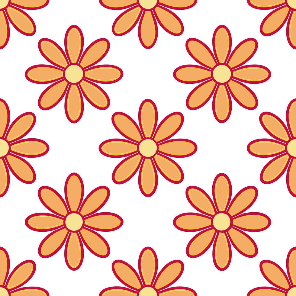 Dynamic summer flowers seamless pattern with flowing petals and bright energetic colors for lively summer visuals vector