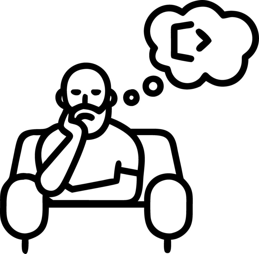 Dreamy relaxed mature older tattooed hipster man relaxes sitting and thinking at home Pensive calm stylish mid aged single bearded guy rests on couch looking away reflecting conc Set 2 vector