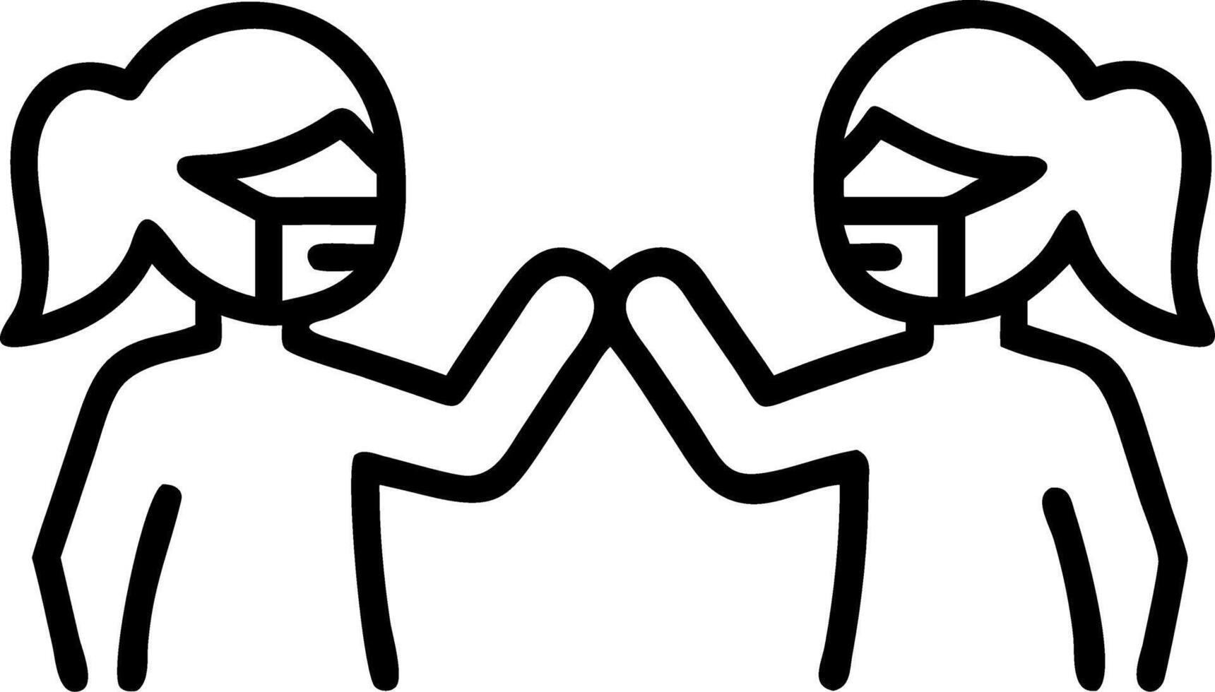 Diverse multiracial fit girls friends wearing face masks give elbow bump showing friendship and social distancing happy interaction among friends Set 5 vector