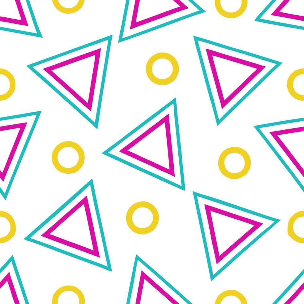 Design a seamless pattern featuring retro geometric shapes in bold contrasting colors for a vibrant 1980s aesthetic Set 2 vector