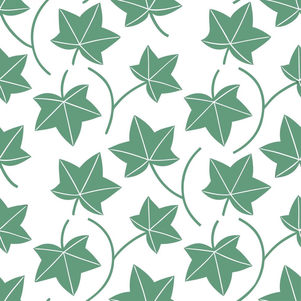 Delicate ivy leaves seamless tile pattern with subtle green shades and elegant vine details vector