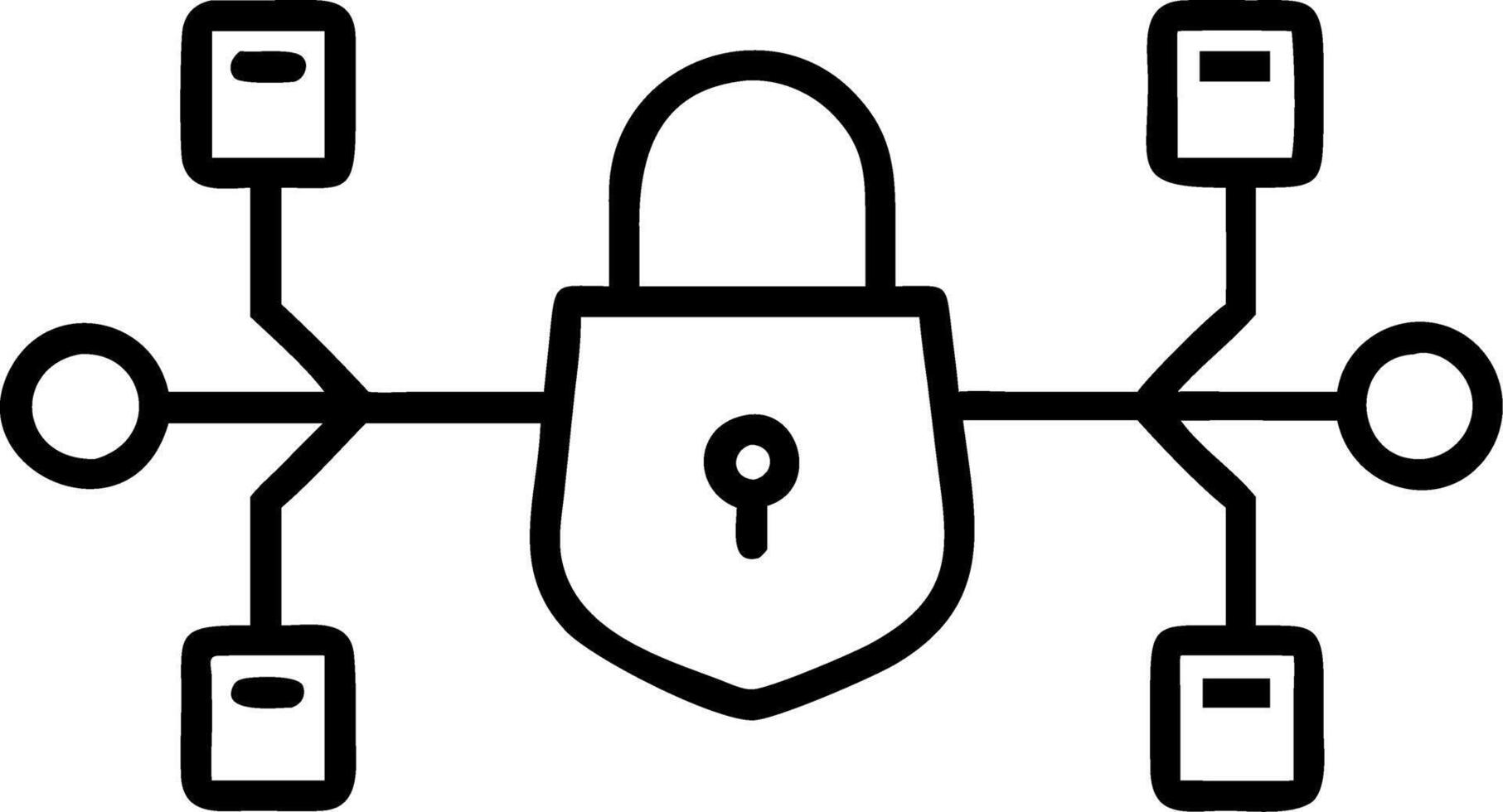 Cybersecurity interface depicted by floating padlocks and shields symbolizing secure networks within a digital cybersecurity interface vector