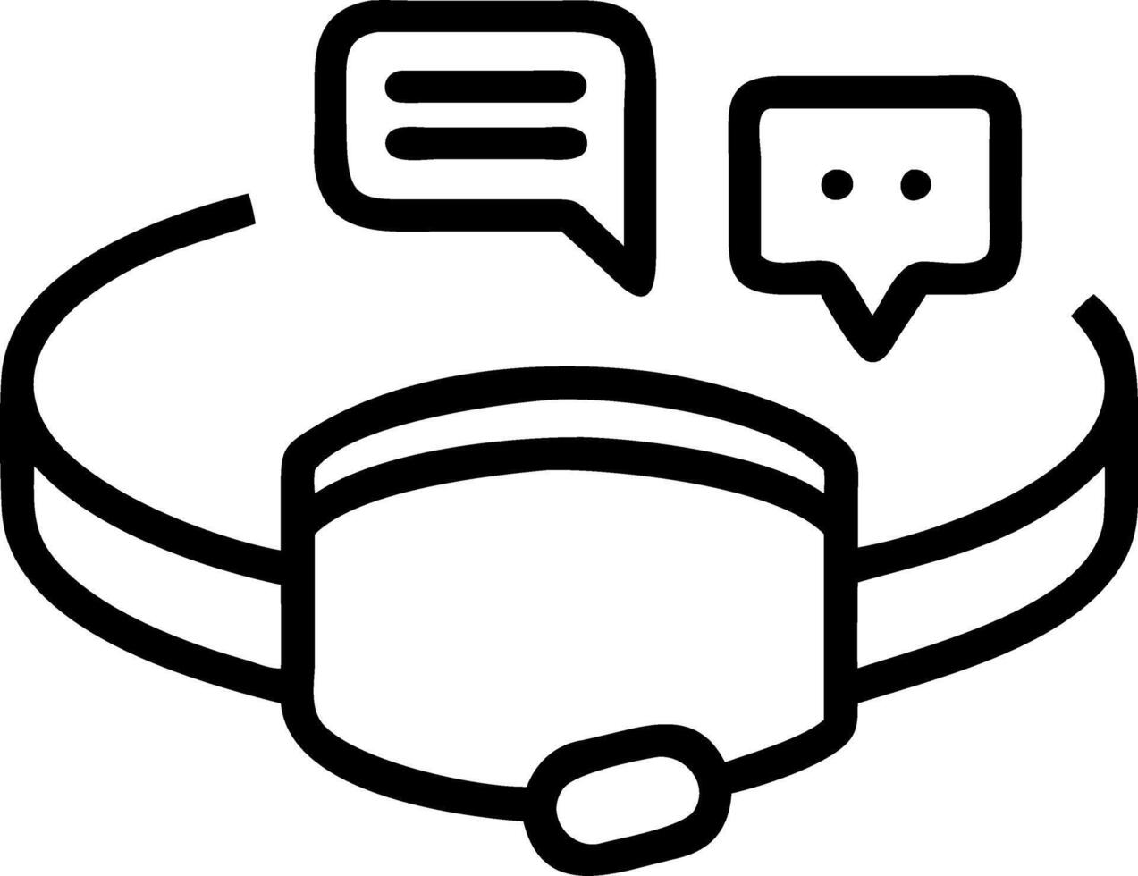 Customer support holographic headset with chat and call icons hovering around it in a service center Set 2 vector