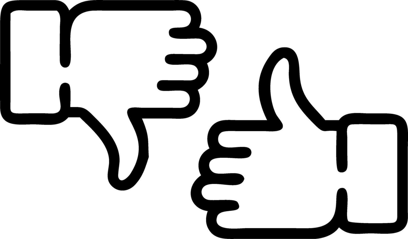 Customer feedback thumbs up and down icons being hovered over with a glowing touch vector