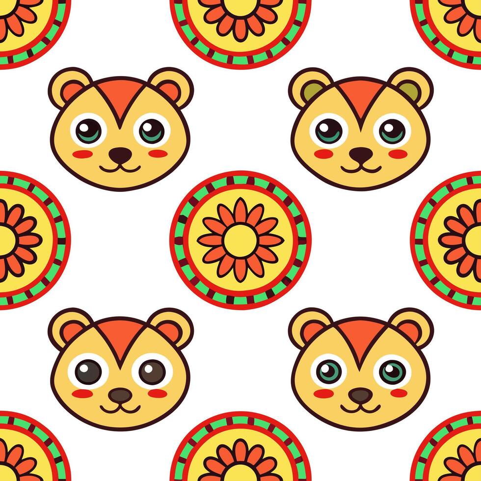 Cultural illustrations seamless pattern with vibrant tribal designs and ethnic motifs for a lively and bold aesthetic Set 16 vector