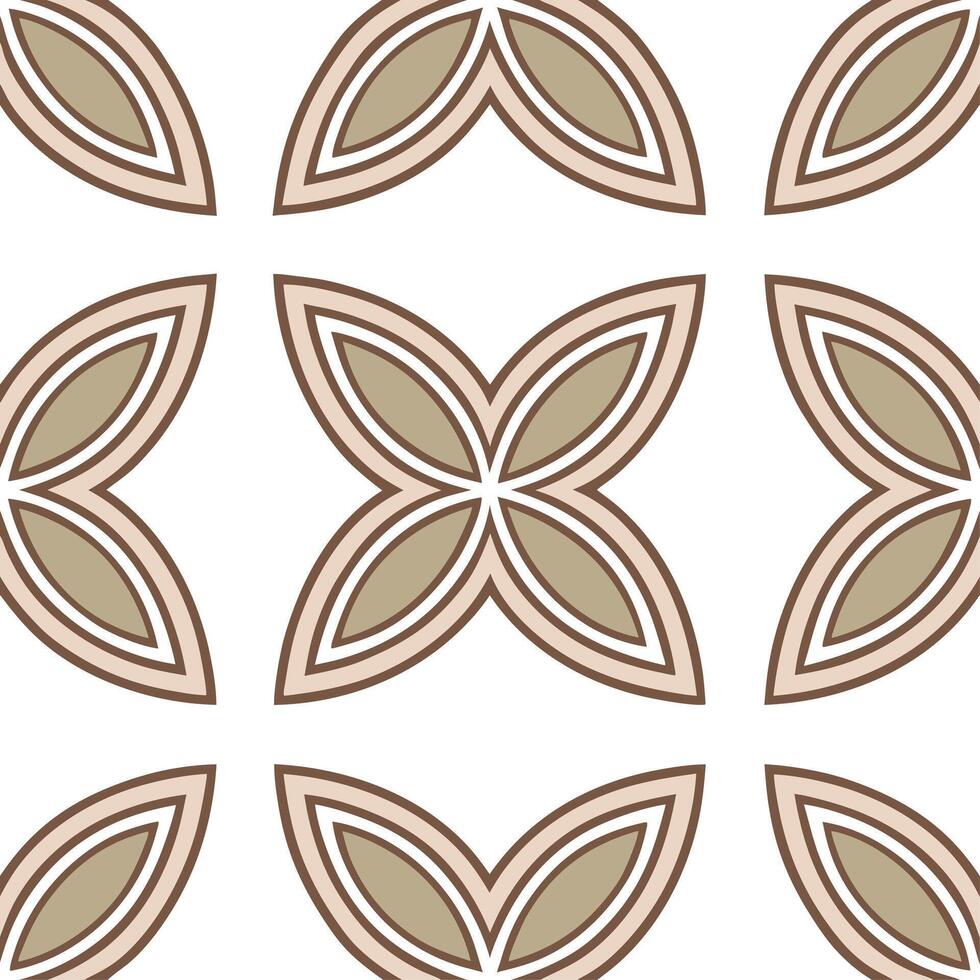 Create a seamless pattern combining paisley and geometric shapes in muted earth tones vector