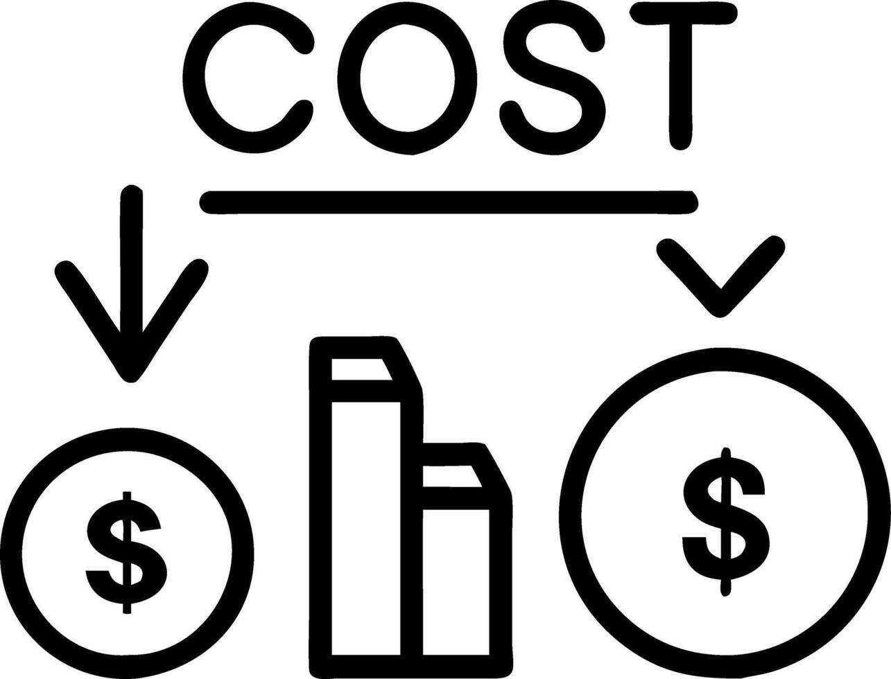 Cost analysis illustrated by coins and holographic cost breakdown data hovering over a financial table in a modern office environment vector