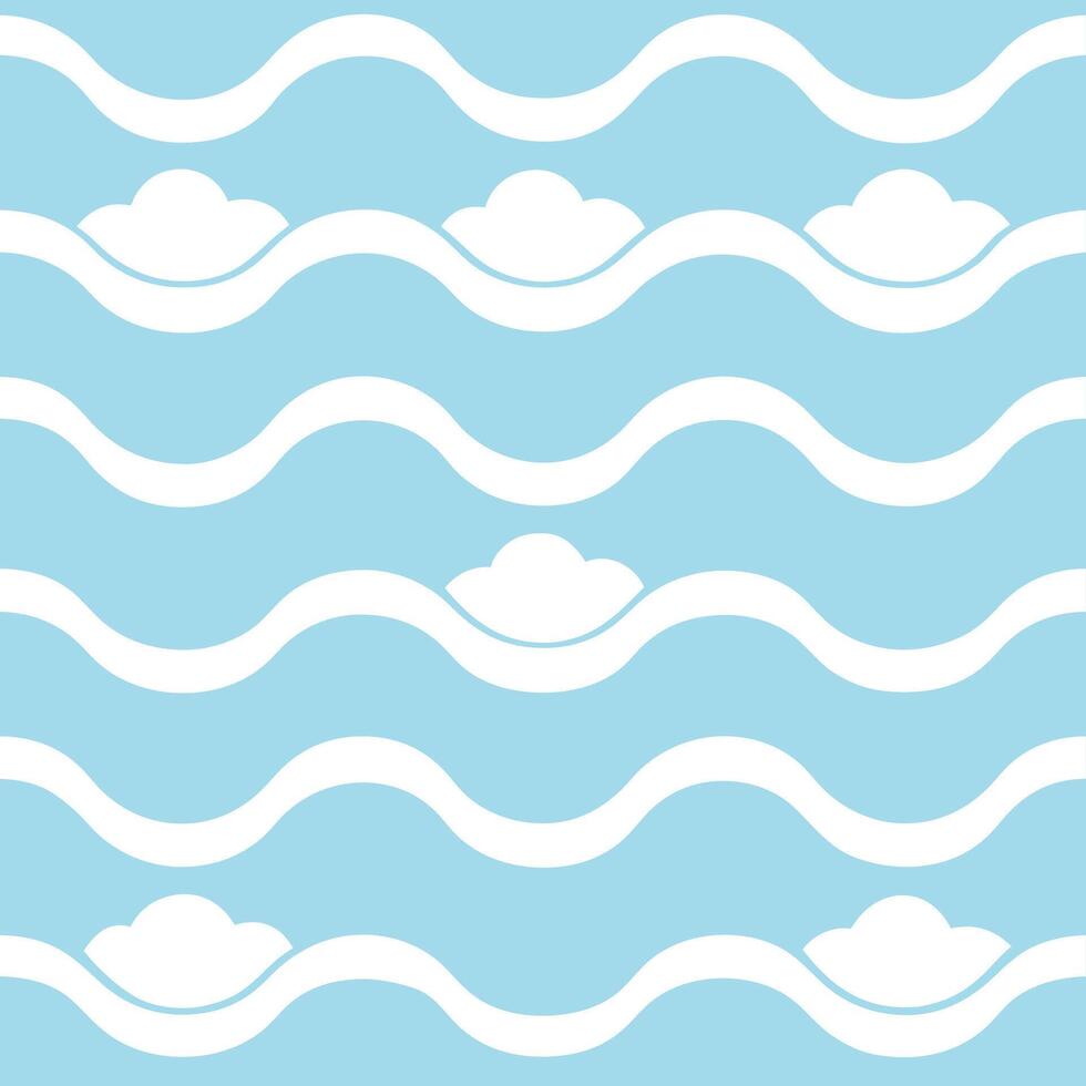 Cool ocean breeze seamless tile pattern with soft waves light clouds and refreshing summer air vector