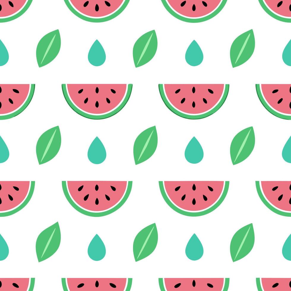 Cool and refreshing watermelon mint seamless tile pattern with a splash of green and pink hues vector