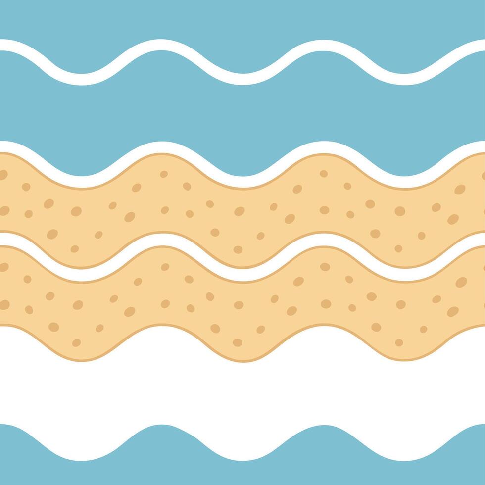 Coastal summer waves seamless pattern with sandy textures and ocean foam for realistic beach visuals vector