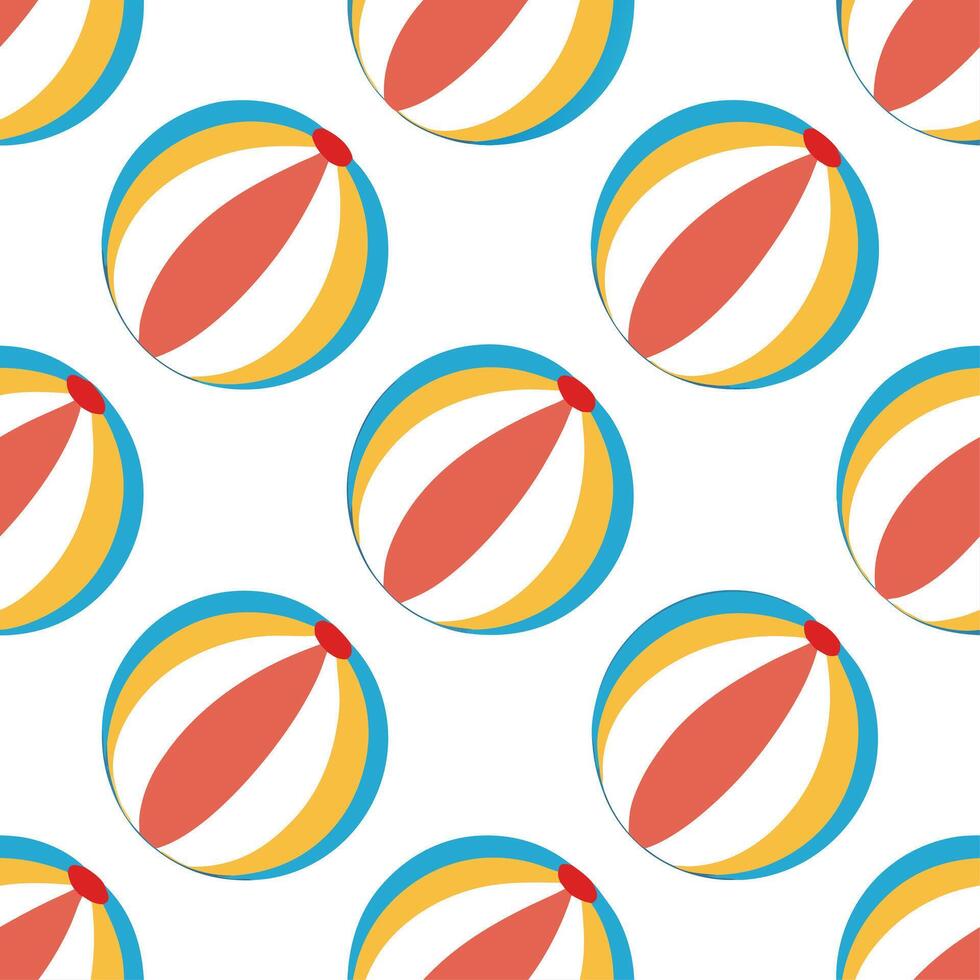 Colorful beach ball seamless tile pattern with vibrant hues and playful summer fun vibes vector