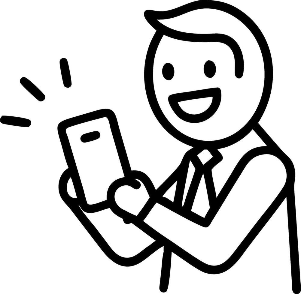 Cheerful middle aged executive using smartphone in office reflecting digital adaptability and entrepreneurial drive vector
