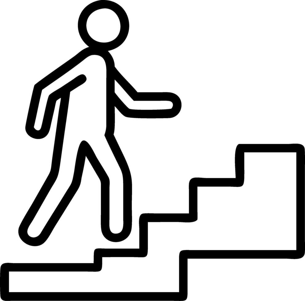 Career Growth A silhouette walking up holographic stairs symbolizing professional advancement in a corporate environment vector