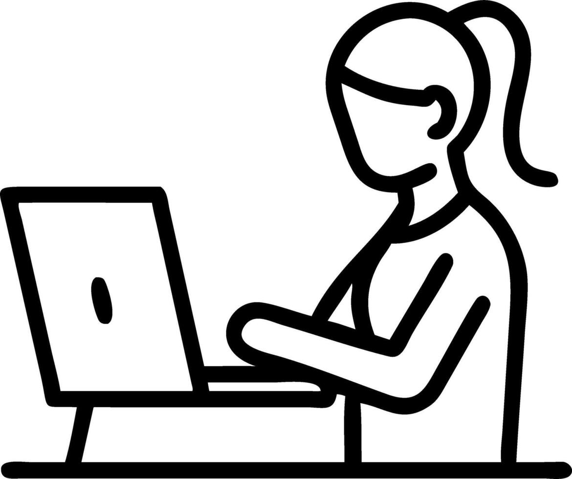 Busy professional business woman CEO executive works on computer in office young African American female manager or employee uses laptop writes notes sits at desk eLearning online Set 4 vector