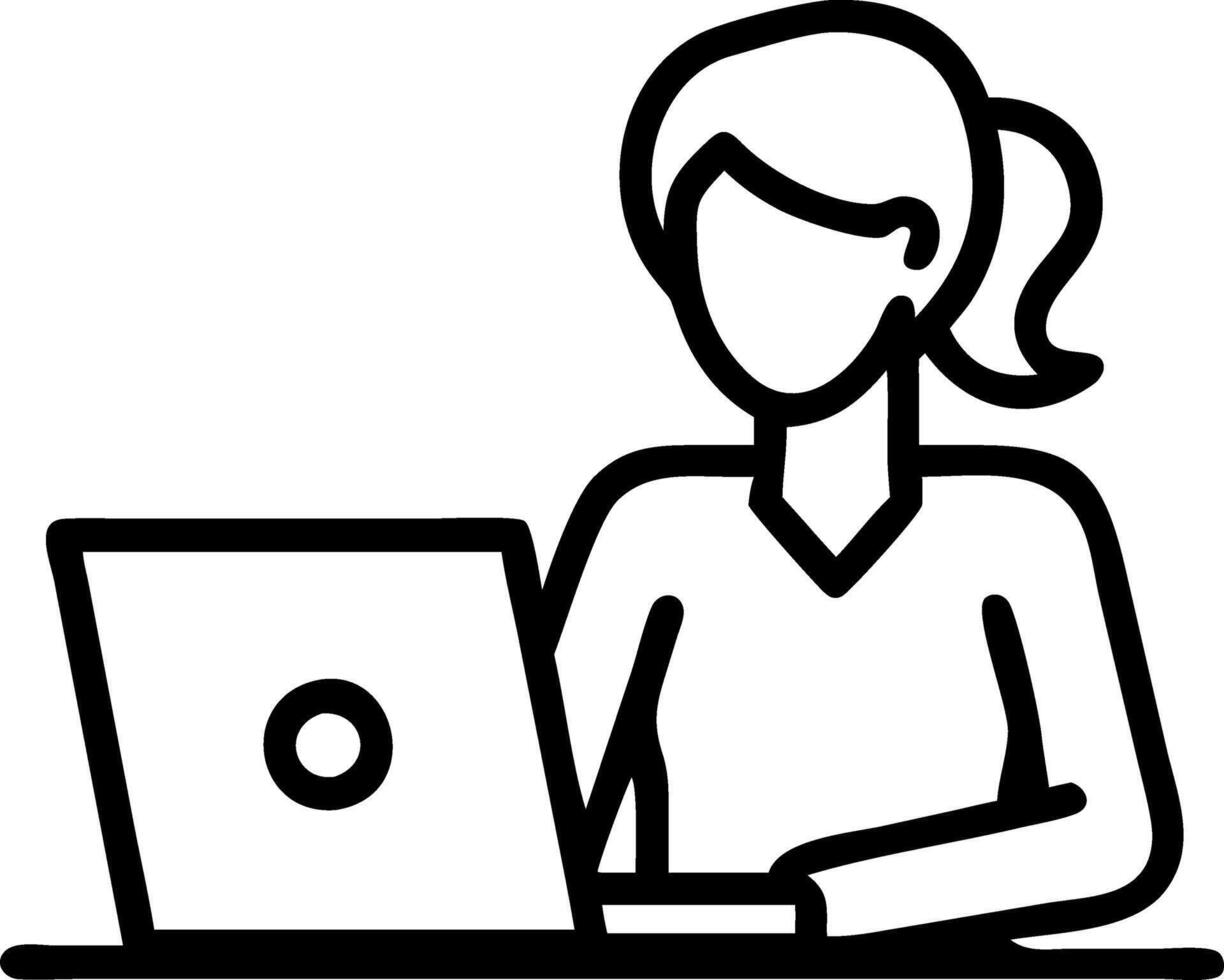 Busy professional business woman CEO executive works on computer in office young African American female manager or employee uses laptop writes notes sits at desk eLearning online Set 3 vector