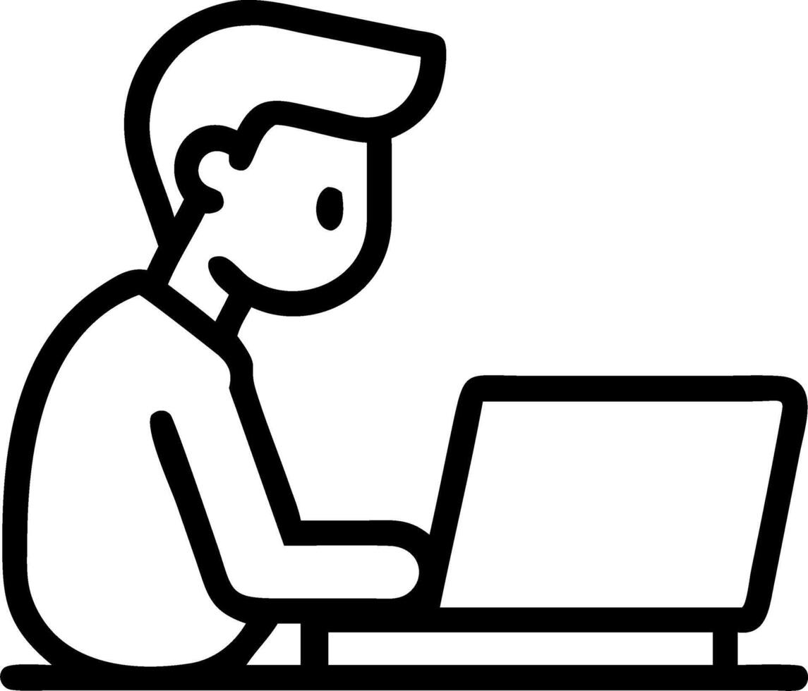 Busy professional business man company employee young male programmer businessman looking at computer thinking on online investment or software development using laptop working at Set 2 vector