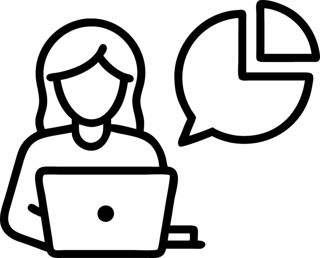 Businesswoman uses laptop to work on company growth analysis statistics graphs and pie charts Financial analysis and business concept vector