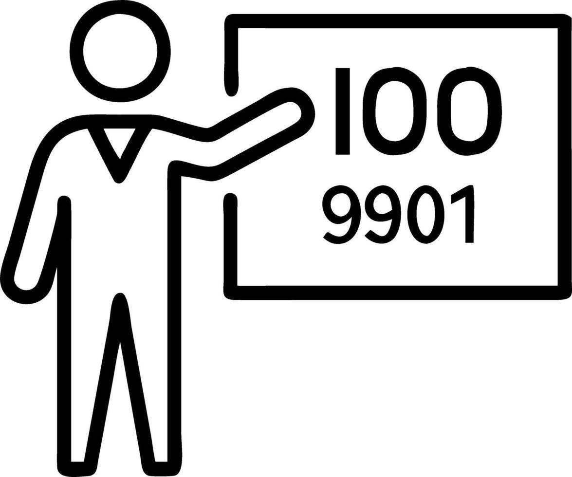 Businessman presenting ISO 9001 quality certification through holographic visualization vector