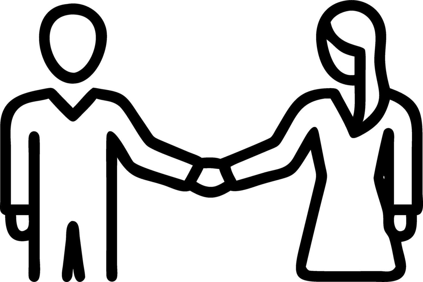 Businessman and businesswoman shake hands at group board meeting symbolizing successful agreements trade partnerships and executive leadership vector