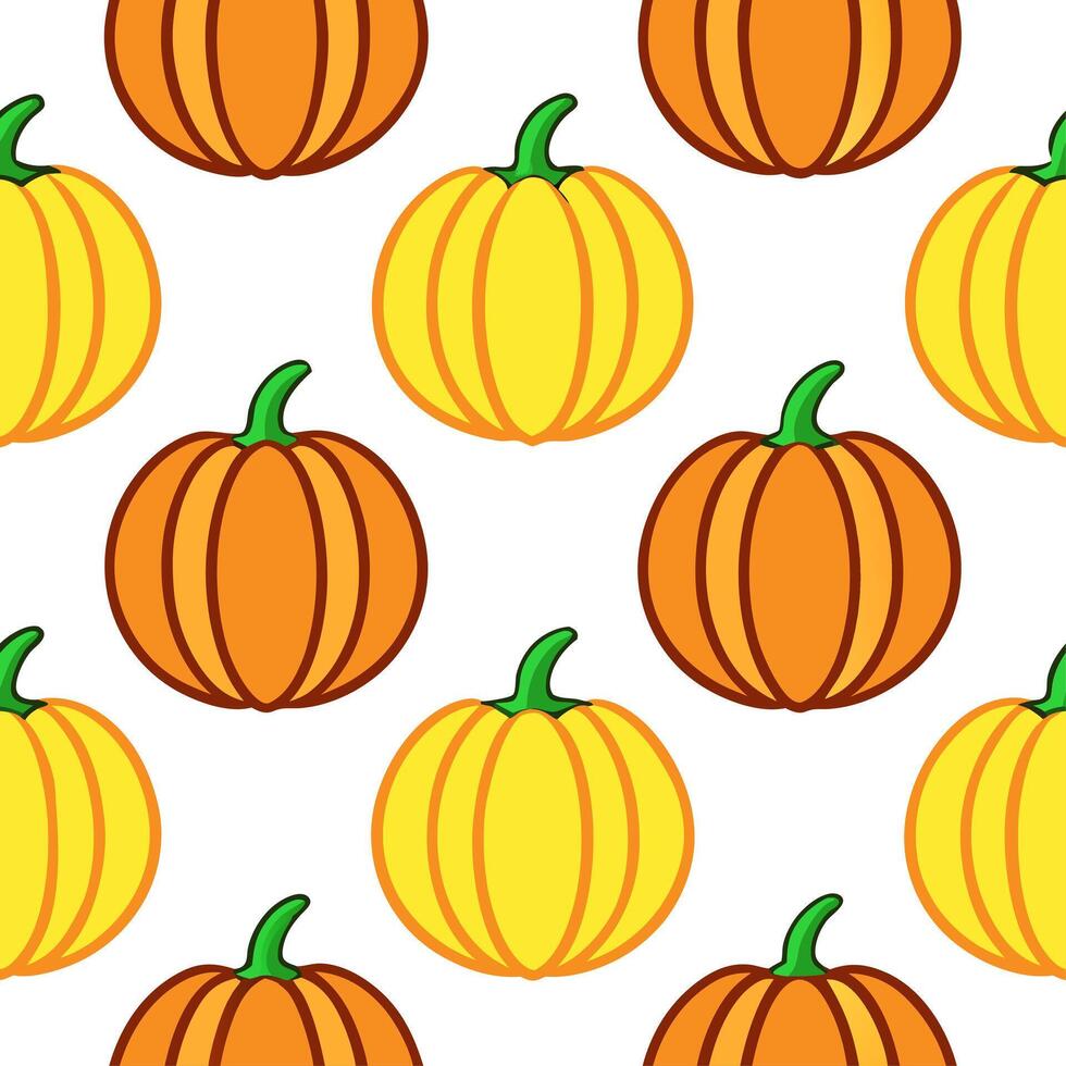 Bright autumn harvest seamless pattern with colorful pumpkins squashes and gourds for a festive fall look vector