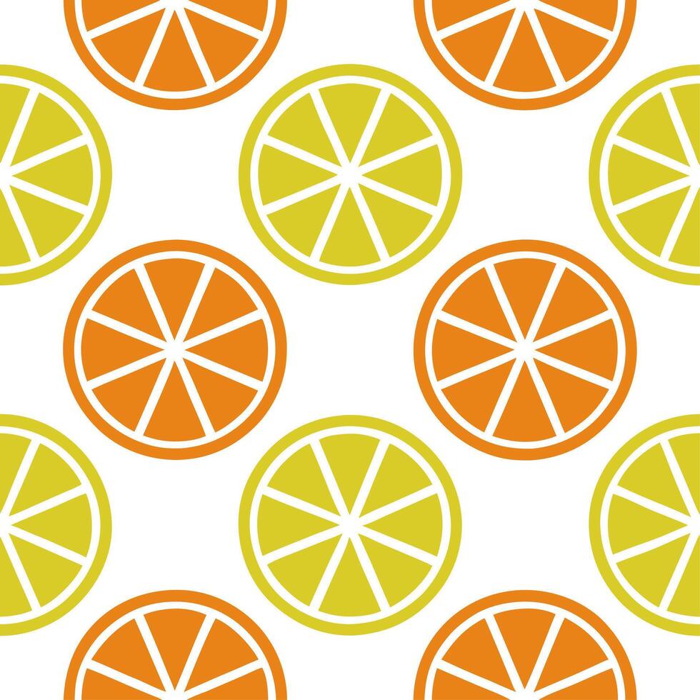 Bright citrus fruits seamless tile pattern with oranges lemons and limes in vibrant shades vector