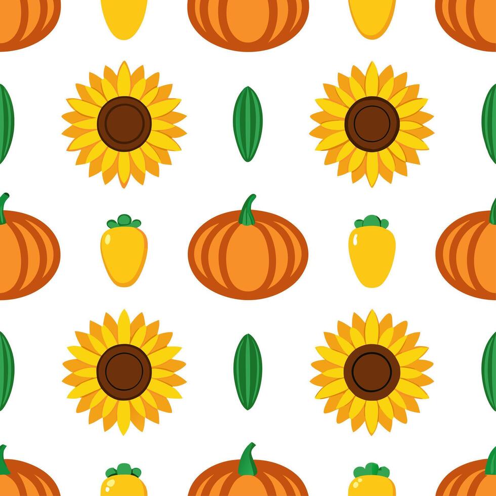Bright autumn harvest seamless pattern with colorful pumpkins squashes and gourds for a festive fall look Set 2 vector