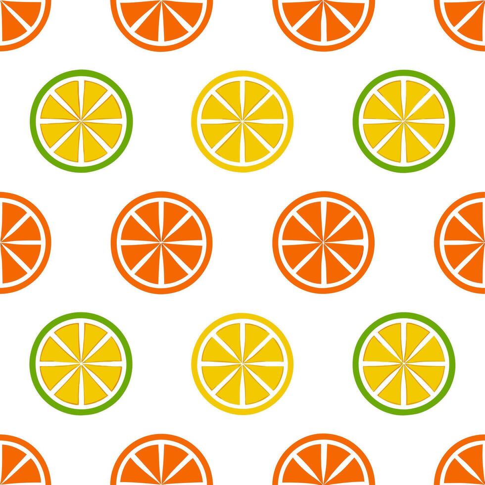 Bold summer seamless pattern with bright citrus fruits and playful colors for a refreshing summer aesthetic vector