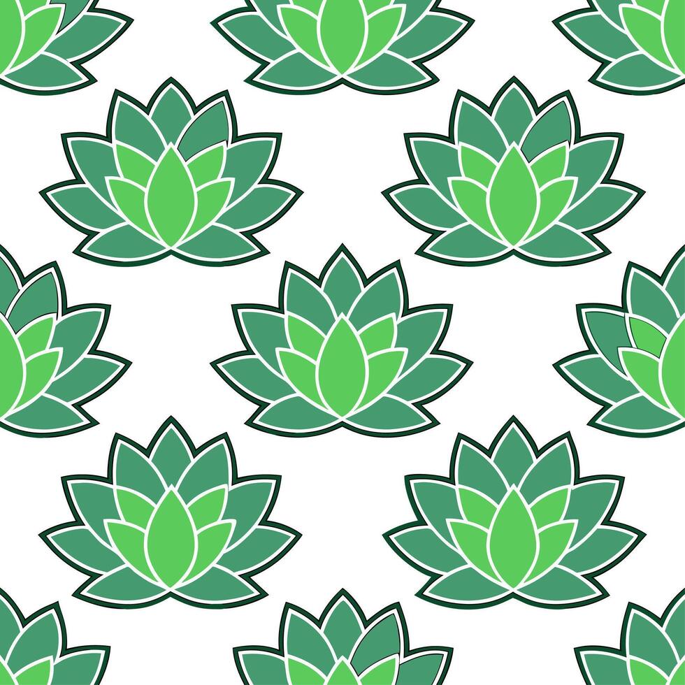Bold succulent plants seamless tile pattern with varying shades of green and geometric shapes vector