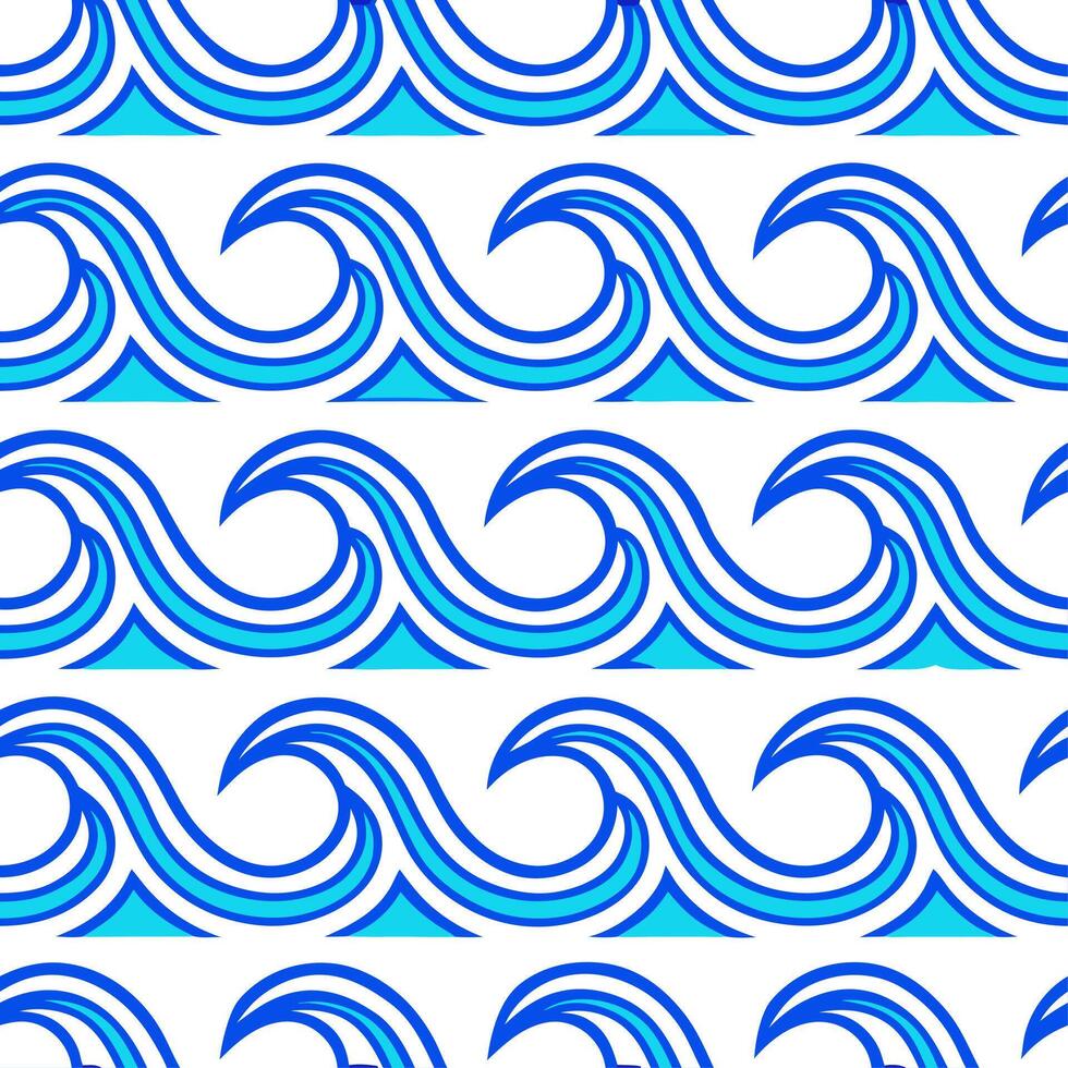 Bold summer waves seamless pattern with vibrant crashing waves and high contrast colors for energetic designs vector