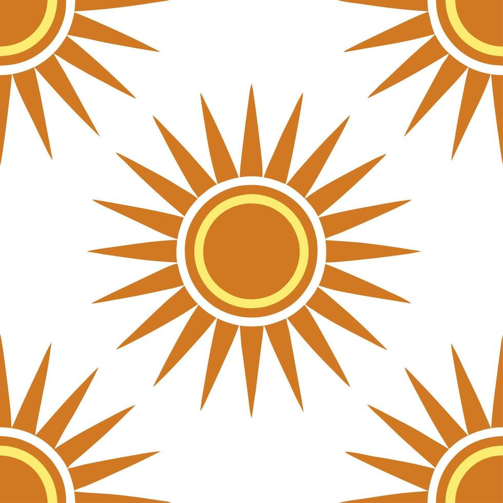 Bold spring sunshine seamless pattern with dramatic sun rays and intense warm hues for striking designs vector
