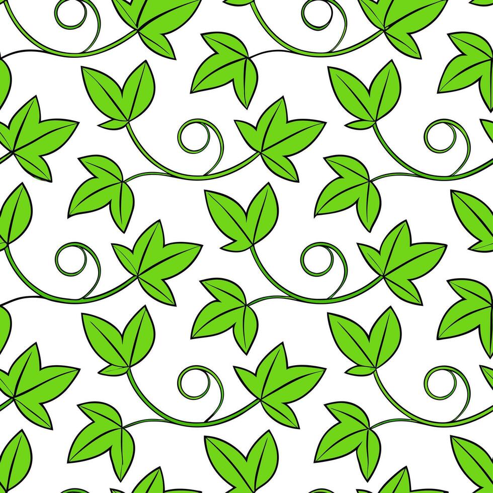 Beautiful spring vine and ivy seamless tile pattern with twisting green tendrils and vibrant leaves vector