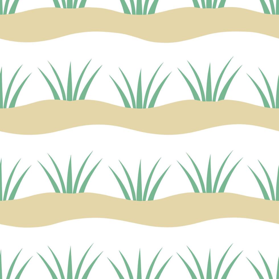 Beach dunes and coastal grasses seamless tile pattern with soft natural hues and a serene atmosphere vector
