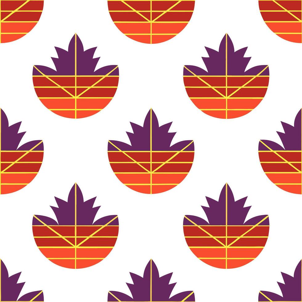 Autumn sunset seamless tile pattern with warm oranges reds and purples blending into the night vector