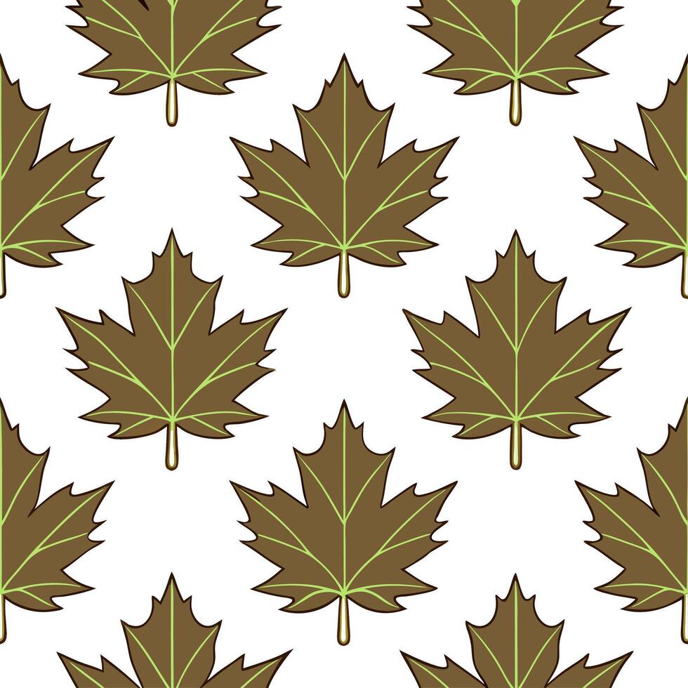 Autumn leaves seamless pattern with textured surfaces and deep brown and green tones for an earthy rustic look vector