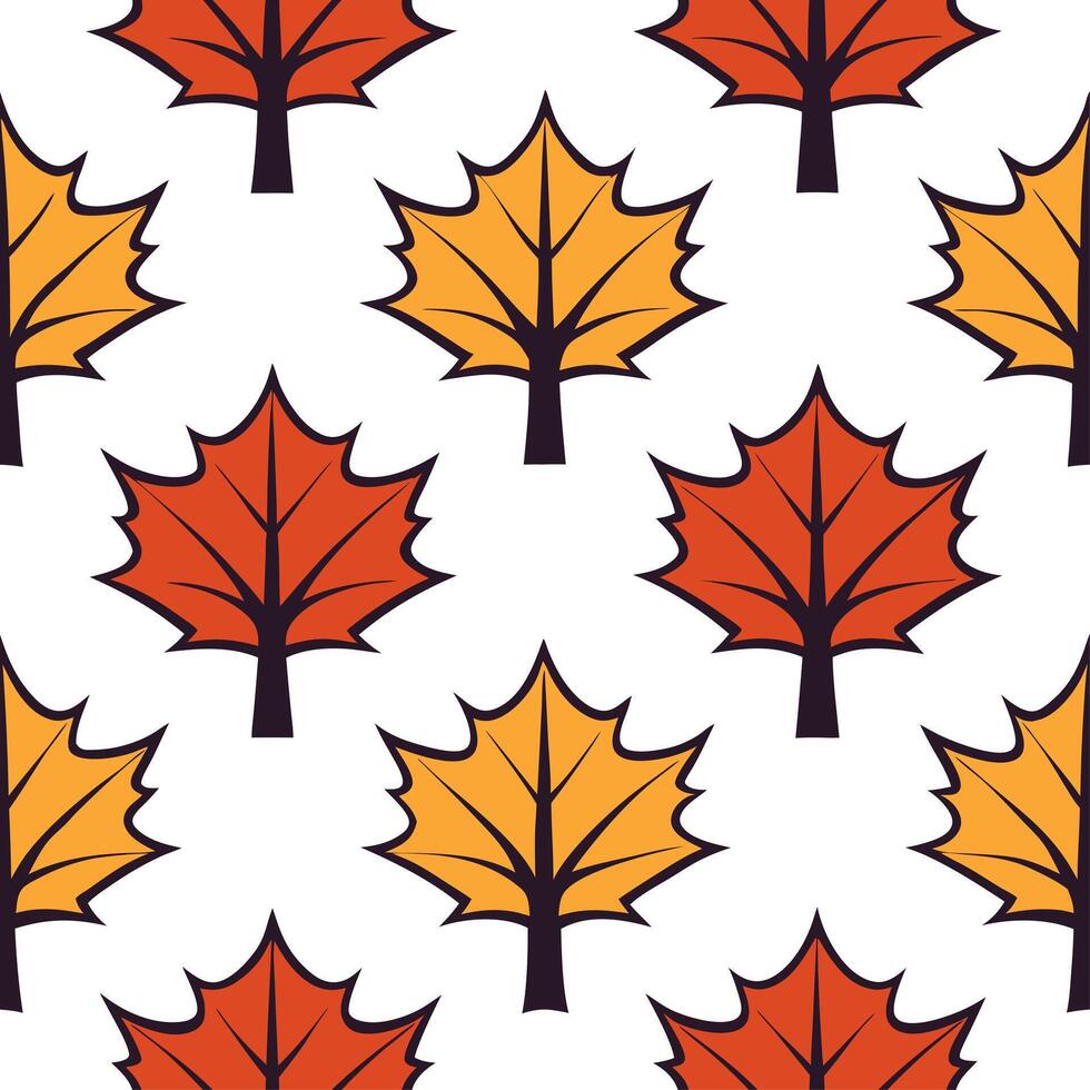 Autumn forest silhouette seamless tile pattern with dark trees and vibrant fall colors vector